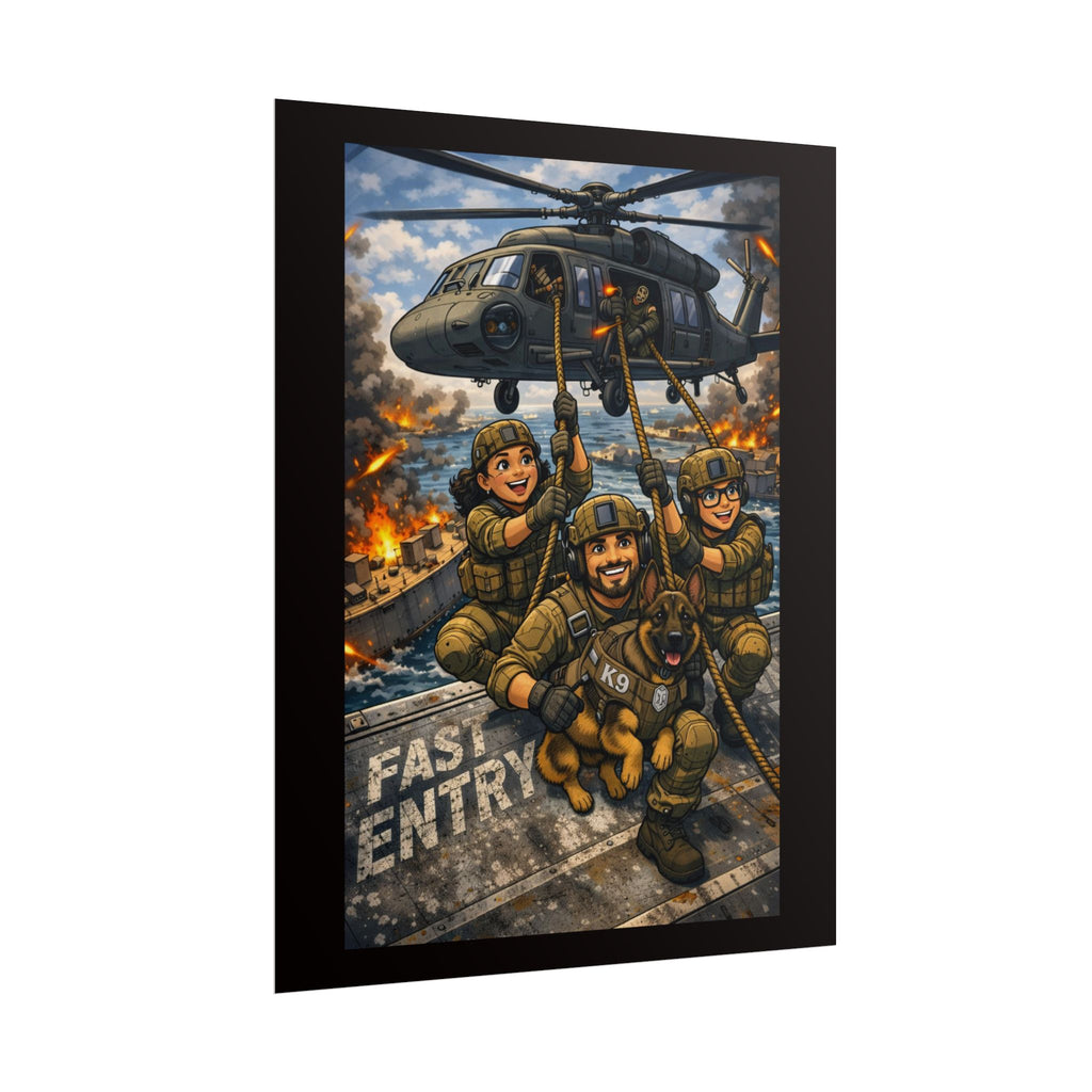 Military Rescue Poster — Fast Entry Helicopter Troops Wall Art