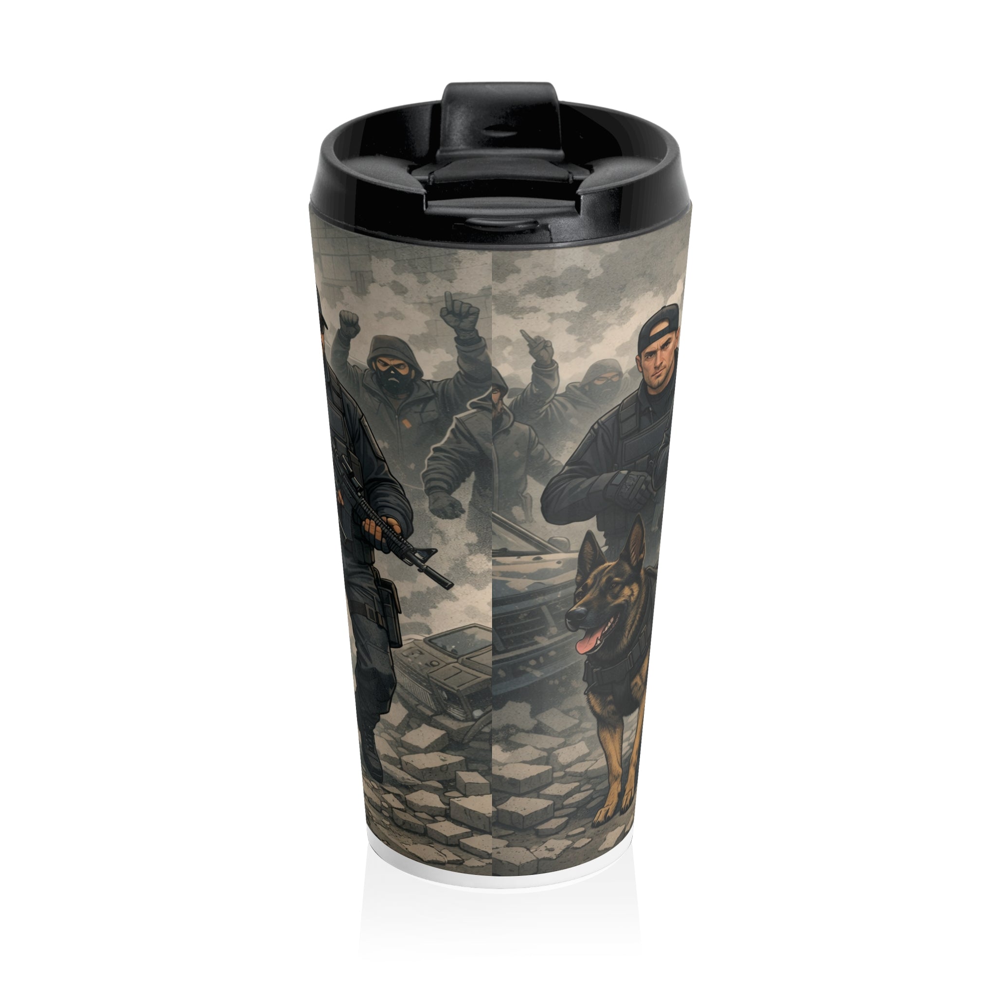 Tactical Team Stainless Steel Travel Mug — Military K9 Veteran Coffee Tumbler