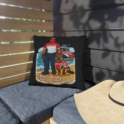 Coast Guard K9 Outdoor Pillow – "You Can Run But You Can't Hide" Memorial Accent