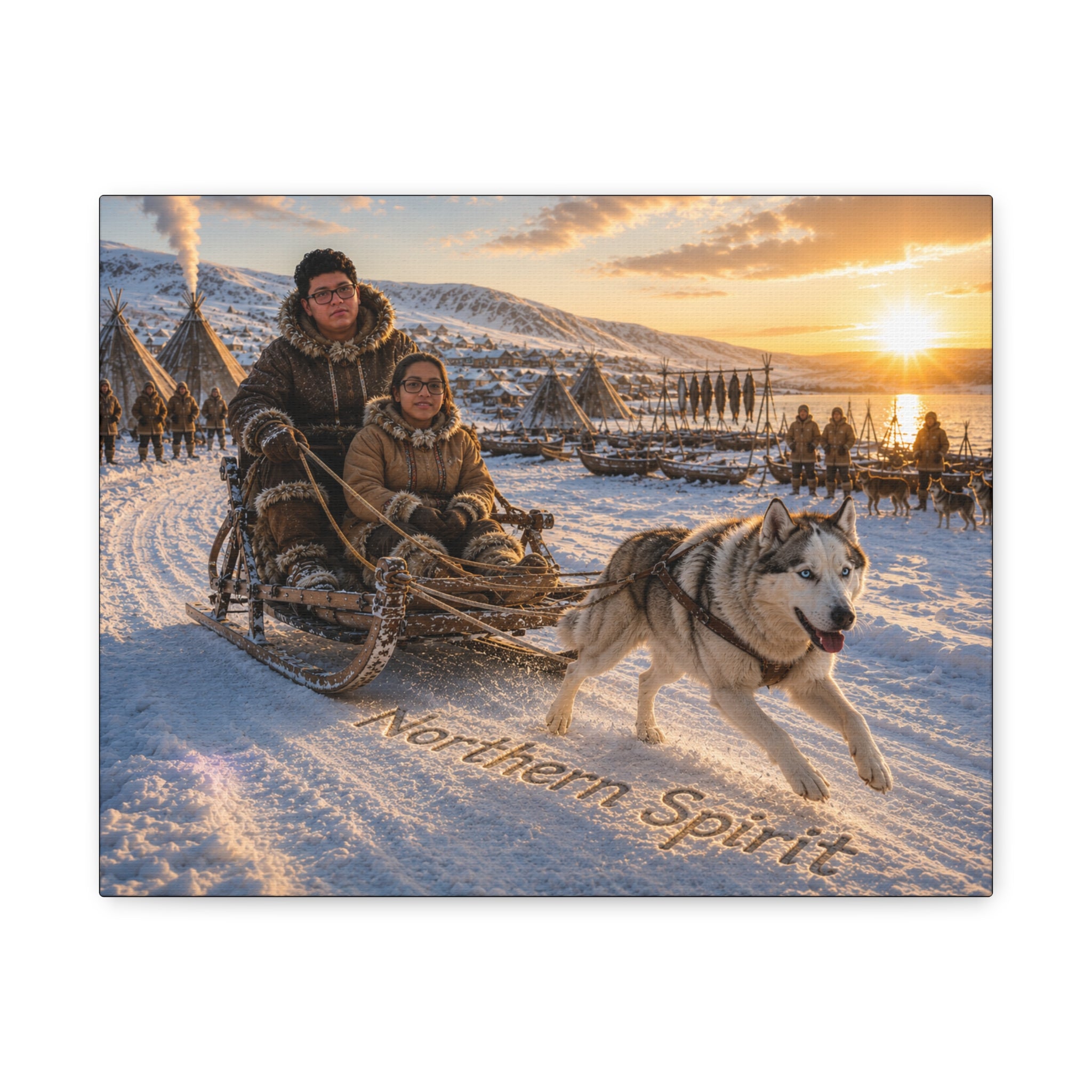 Northern Spirit Husky Sled Matte Canvas Print
