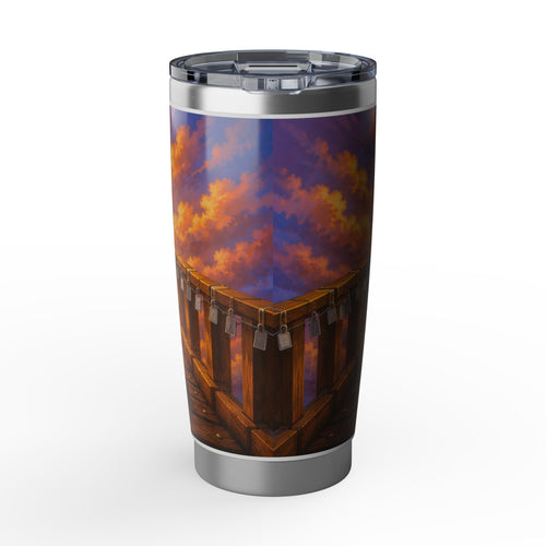 Christian Guardian Dog Tumbler — "Fallen Are Loved" 20oz Travel Mug