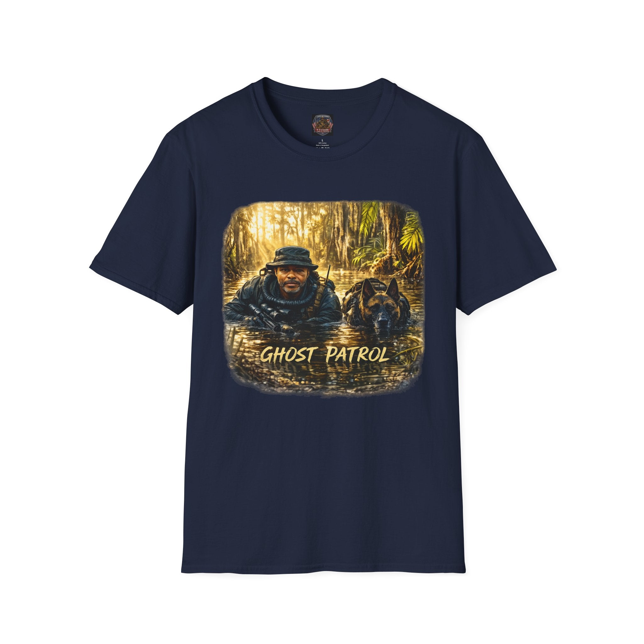Ghost Patrol T‑Shirt — Tactical Swamp K-9 Rescue Graphic Tee