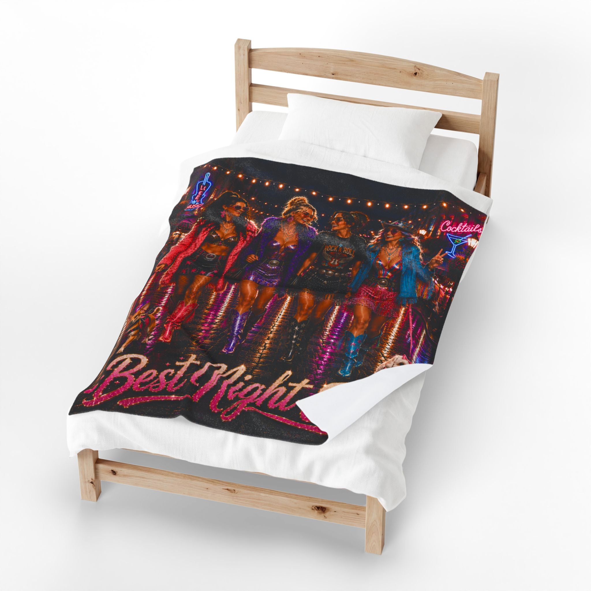 "Best Night Ever" Neon Girls Night Throw-Velveteen Plush Blanket
