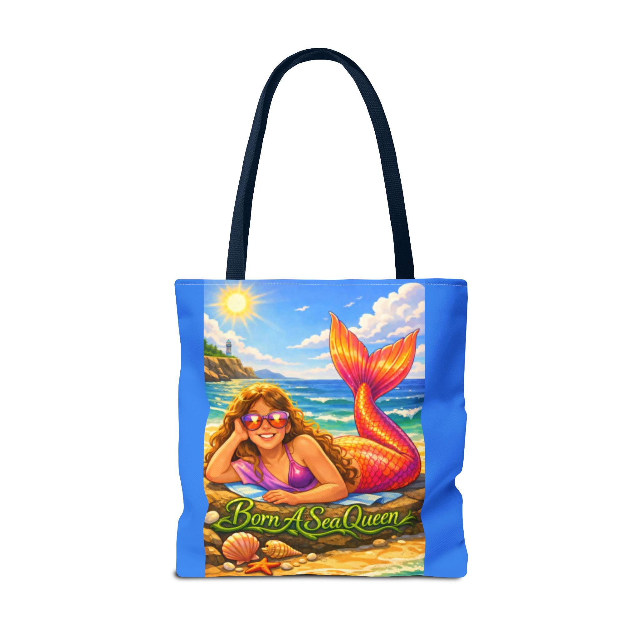 Mermaid Tote Bag — "Born A Sea Queen" Beach Tote
