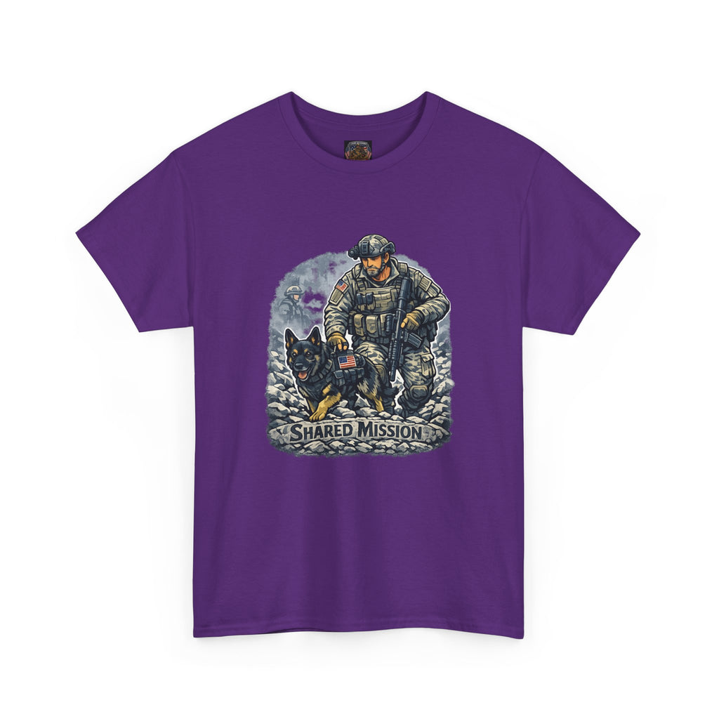 Military K9 T‑Shirt – 'Shared Mission' Soldier & German Shepherd Tribute Tee
