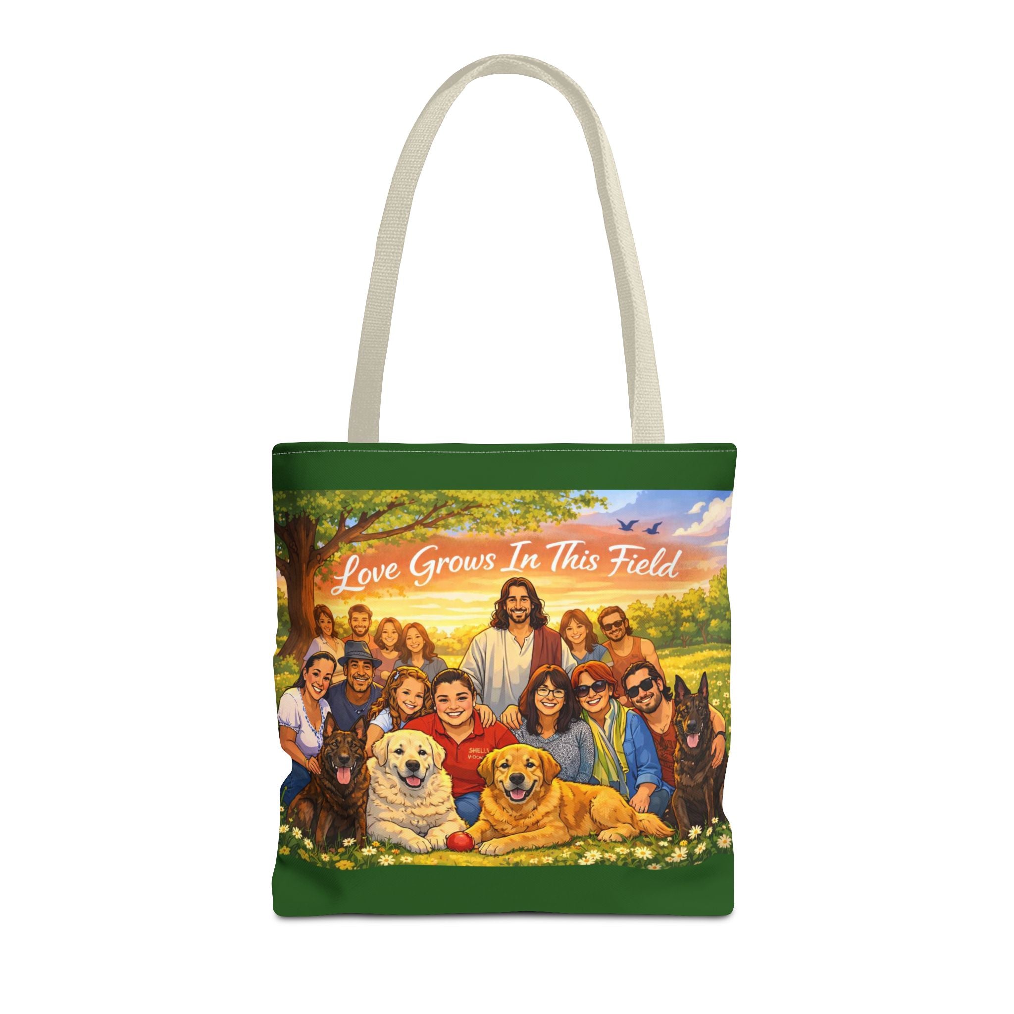 Love Grows In This Field Tote Bag — Jesus & Dogs Inspirational Art Tote
