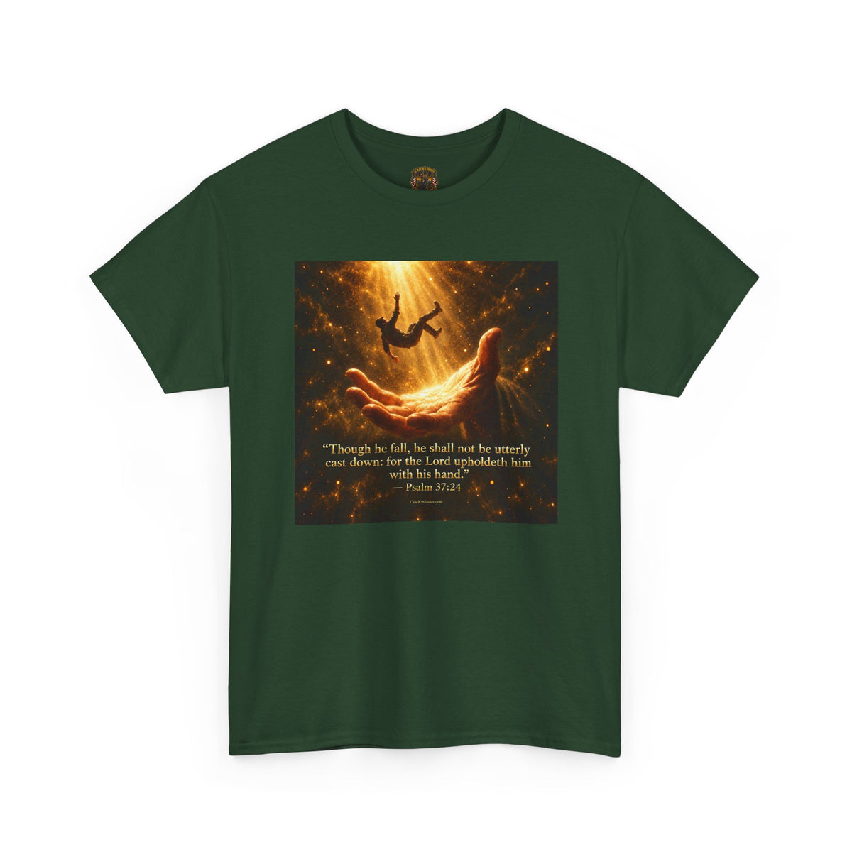 Christian T-Shirt - Psalm 37:24 Hand of God Rescues Graphic Tee