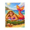 Born A Sea Queen Satin Poster — Colorful Mermaid Beach Art Print