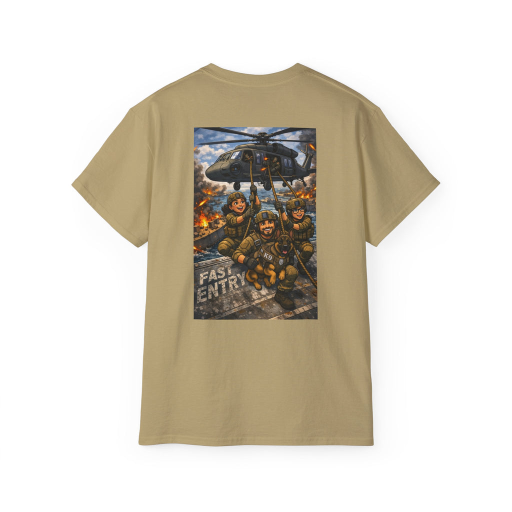Military Rescue Team Graphic Tee — "Fast Entry" Helicopter Veteran Shirt