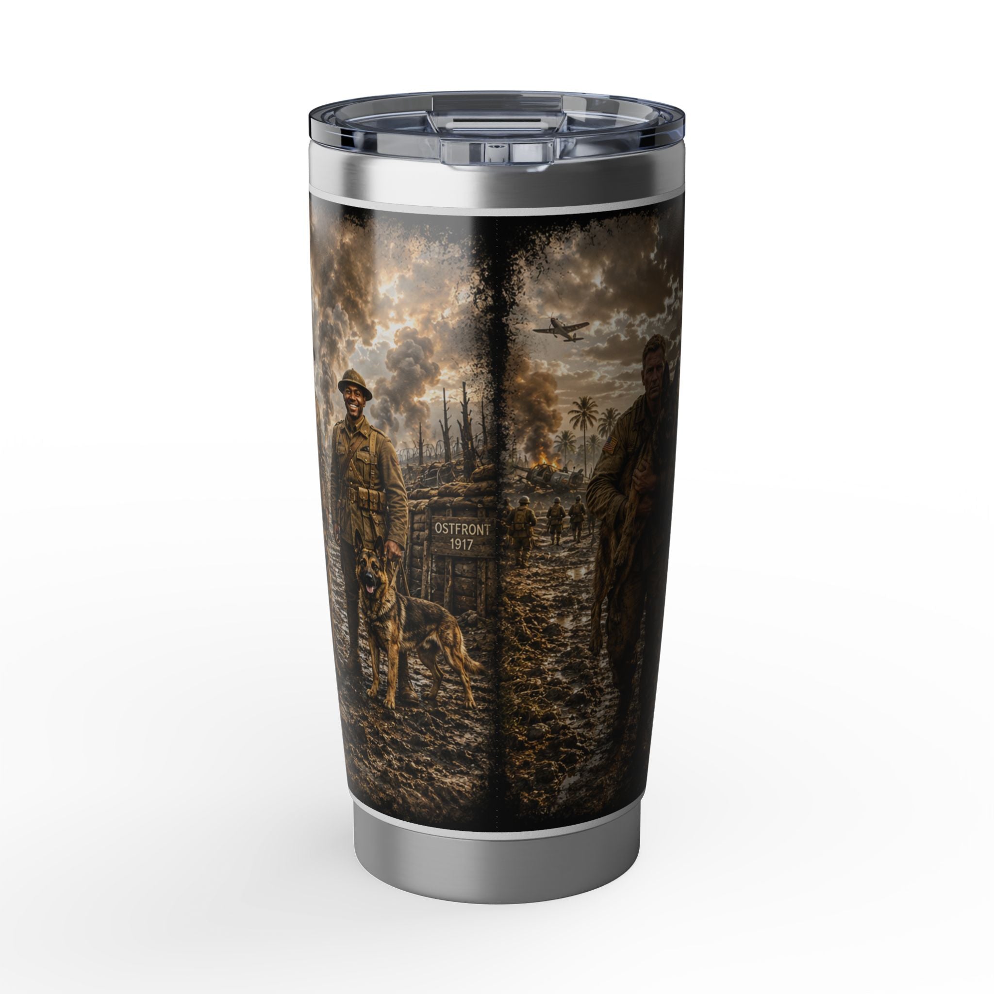 Vagabond Military Veteran Tumbler — Soldier & K9 Battlefield Travel Mug