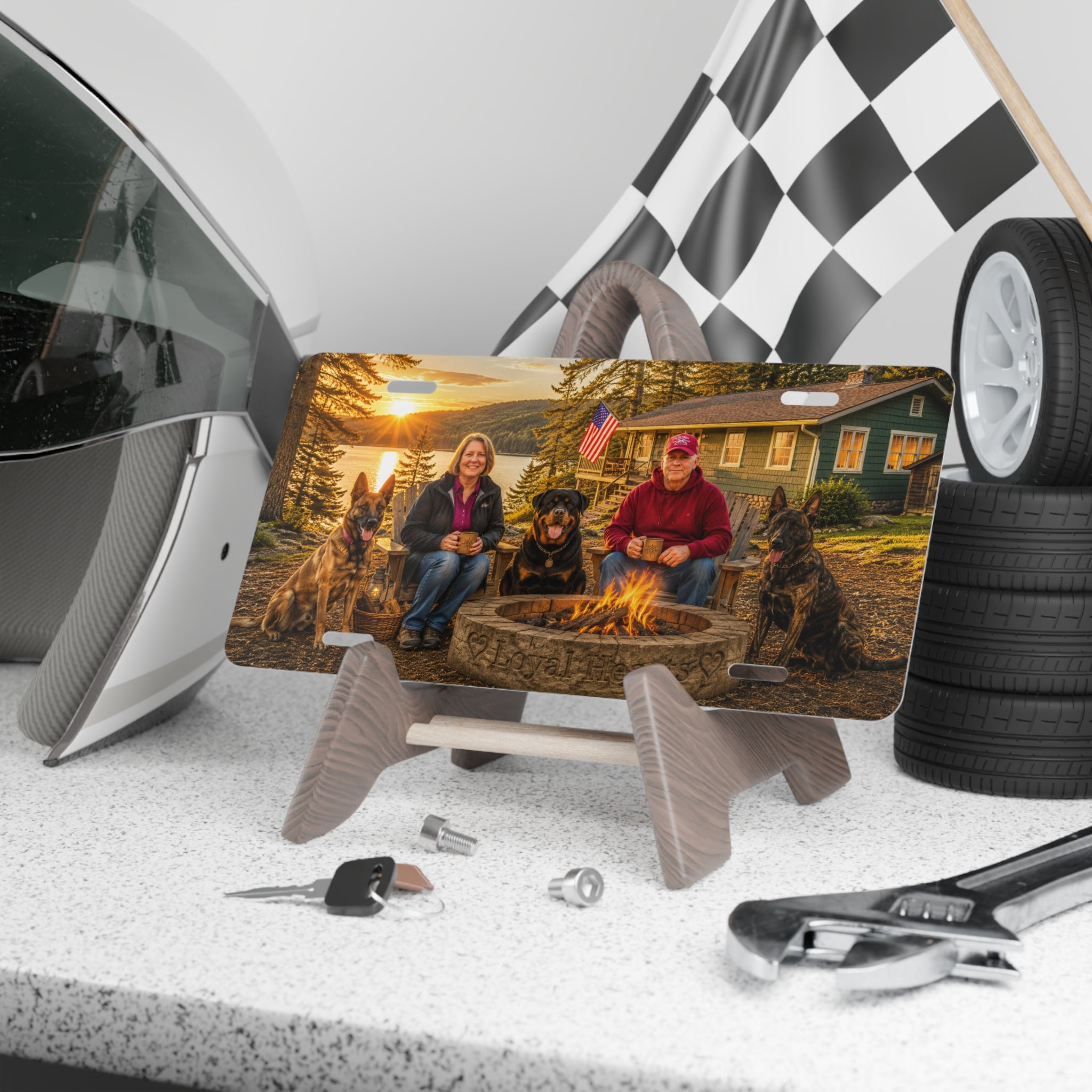 Custom Photo Vanity Plate — Personalized Family Lakefront Campfire License Plate