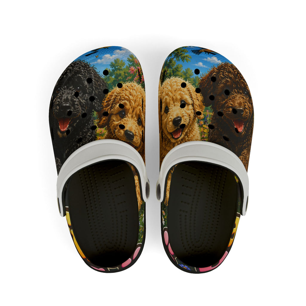 Kids' Puppy Doodle Garden Foam Clogs – Cute Dog Print EVA Slip‑Ons