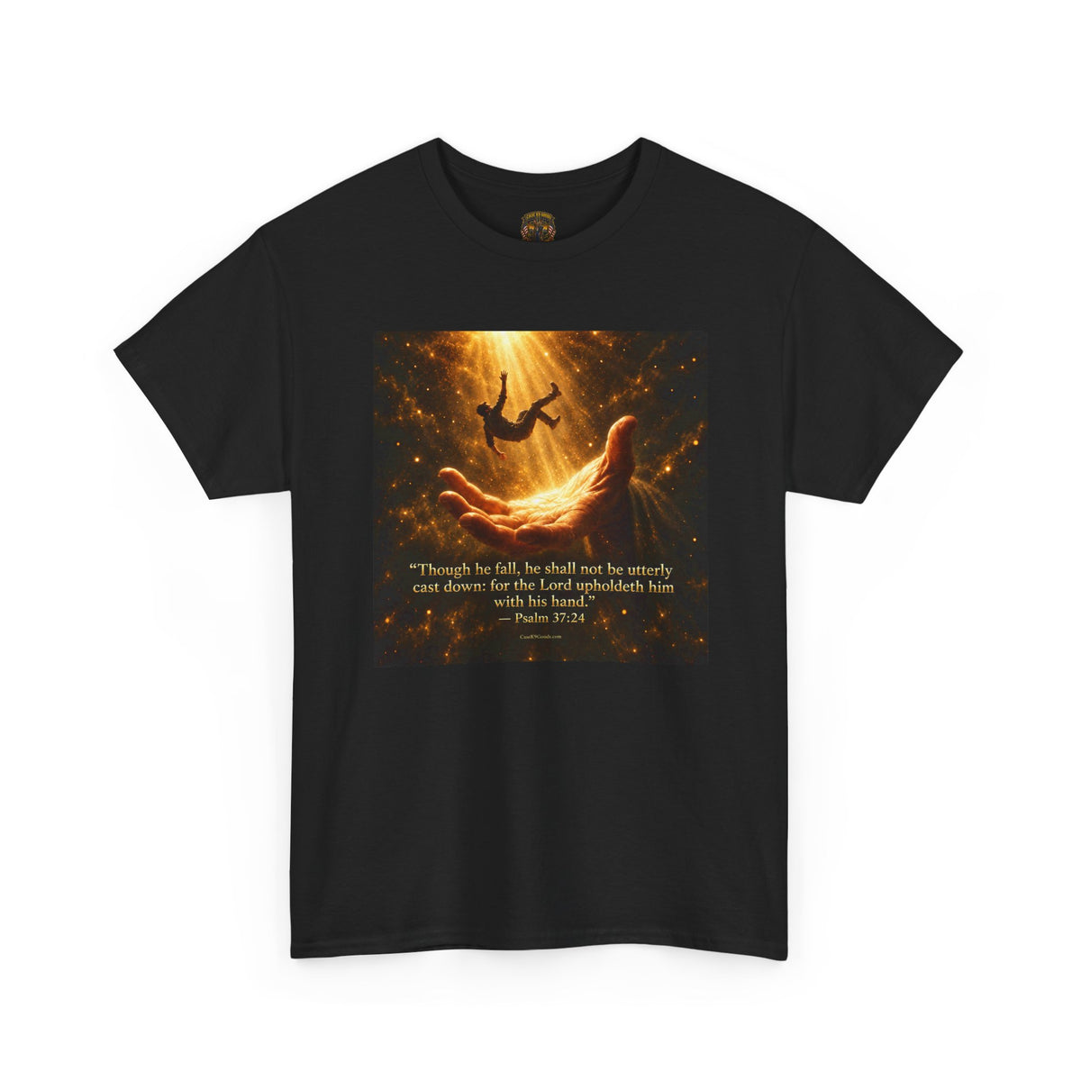Christian T-Shirt - Psalm 37:24 Hand of God Rescues Graphic Tee