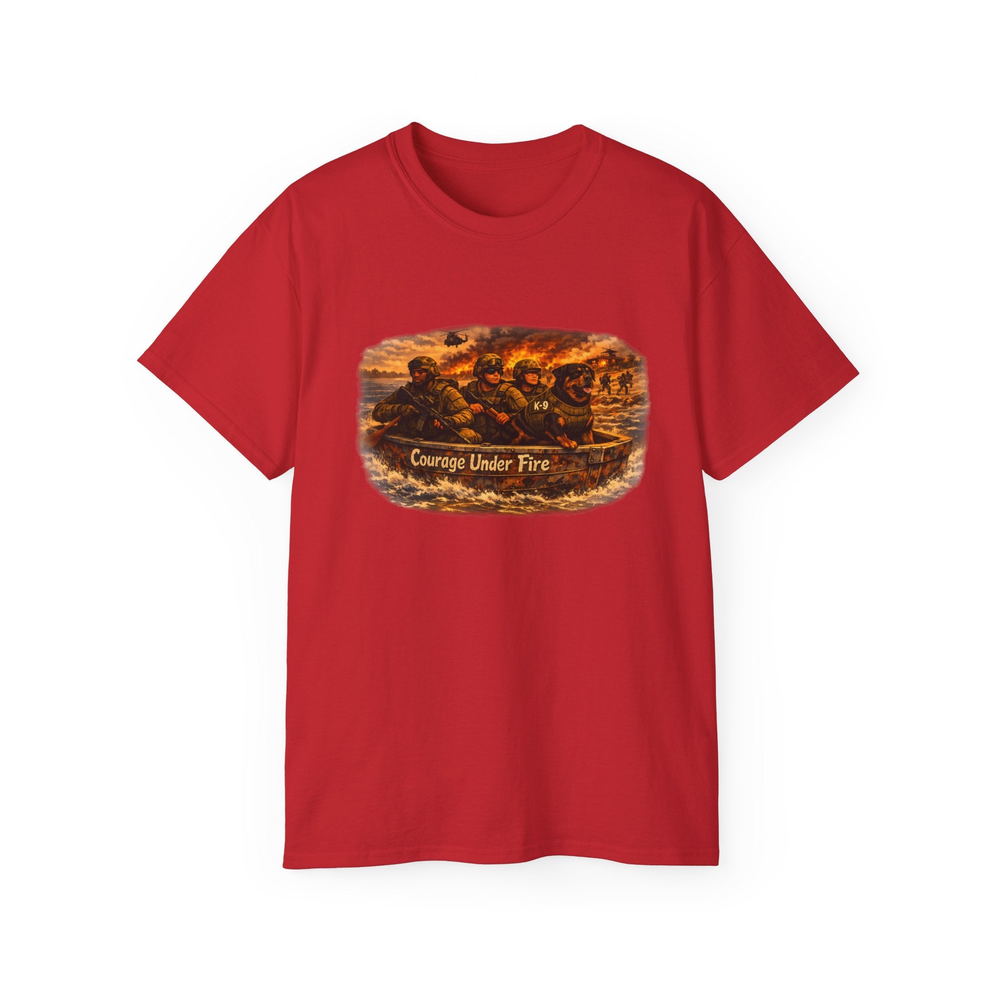 Courage Under Fire Tee — Vintage war Battle Scene Cotton Shirt