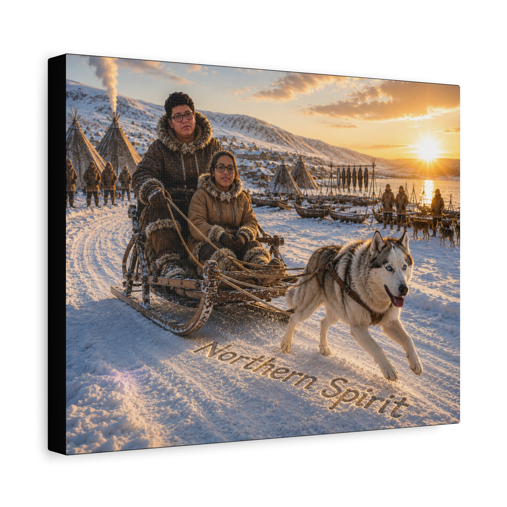Northern Spirit Husky Sled Matte Canvas Print