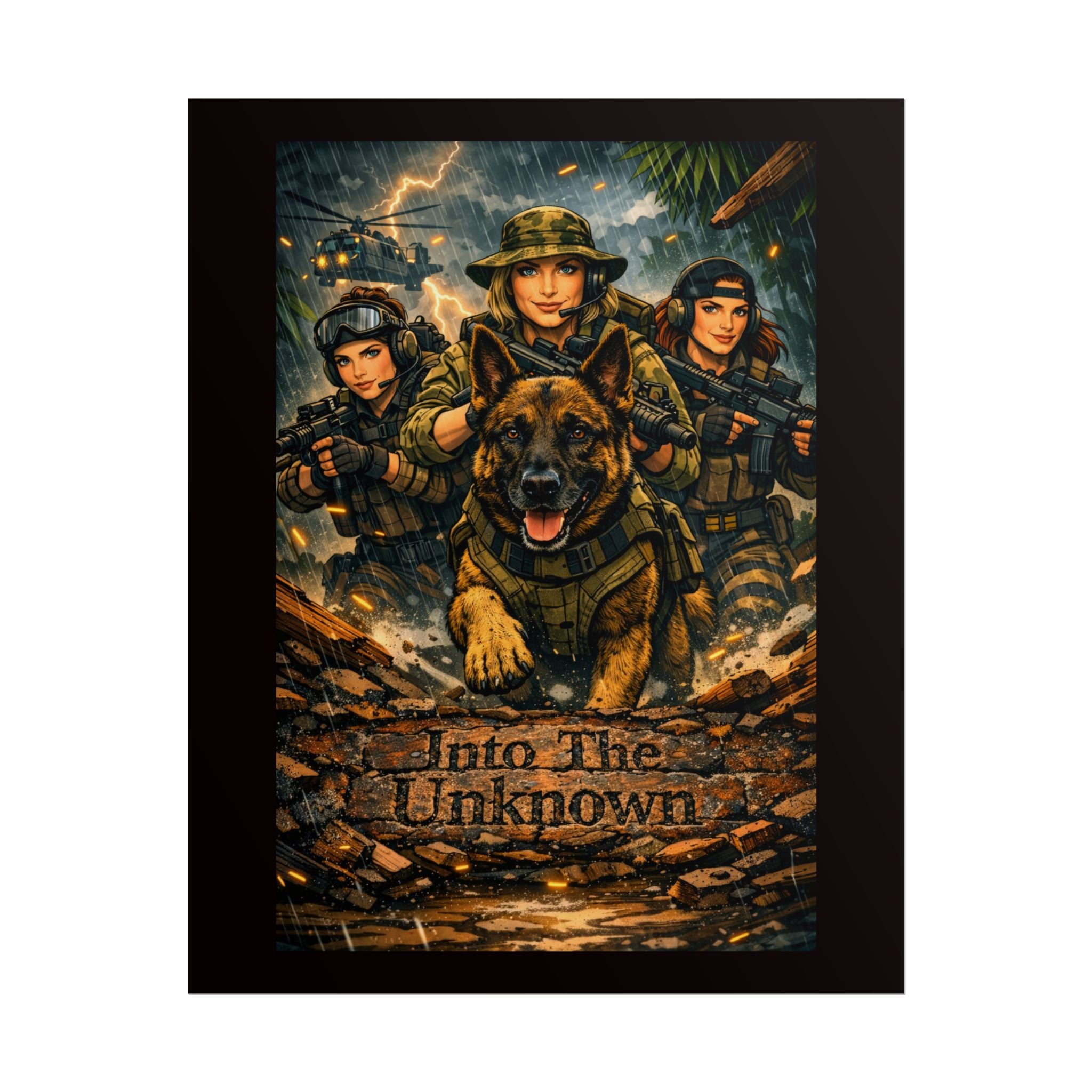 Rolled Poster — K9 Tactical Unit 'Into The Unknown' Military Dog Wall Art