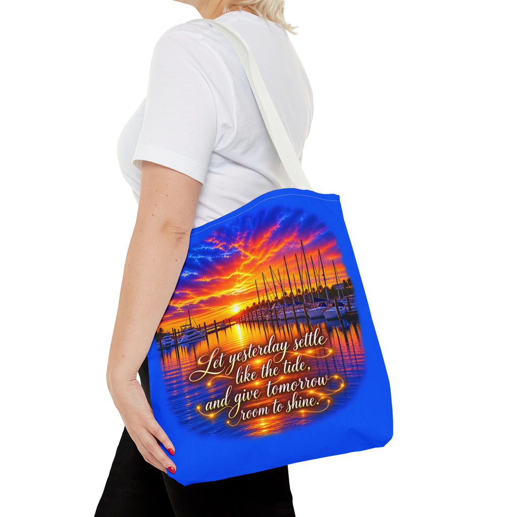 Let Yesterday Settle Inspirational Sunset Marina Tote Bag