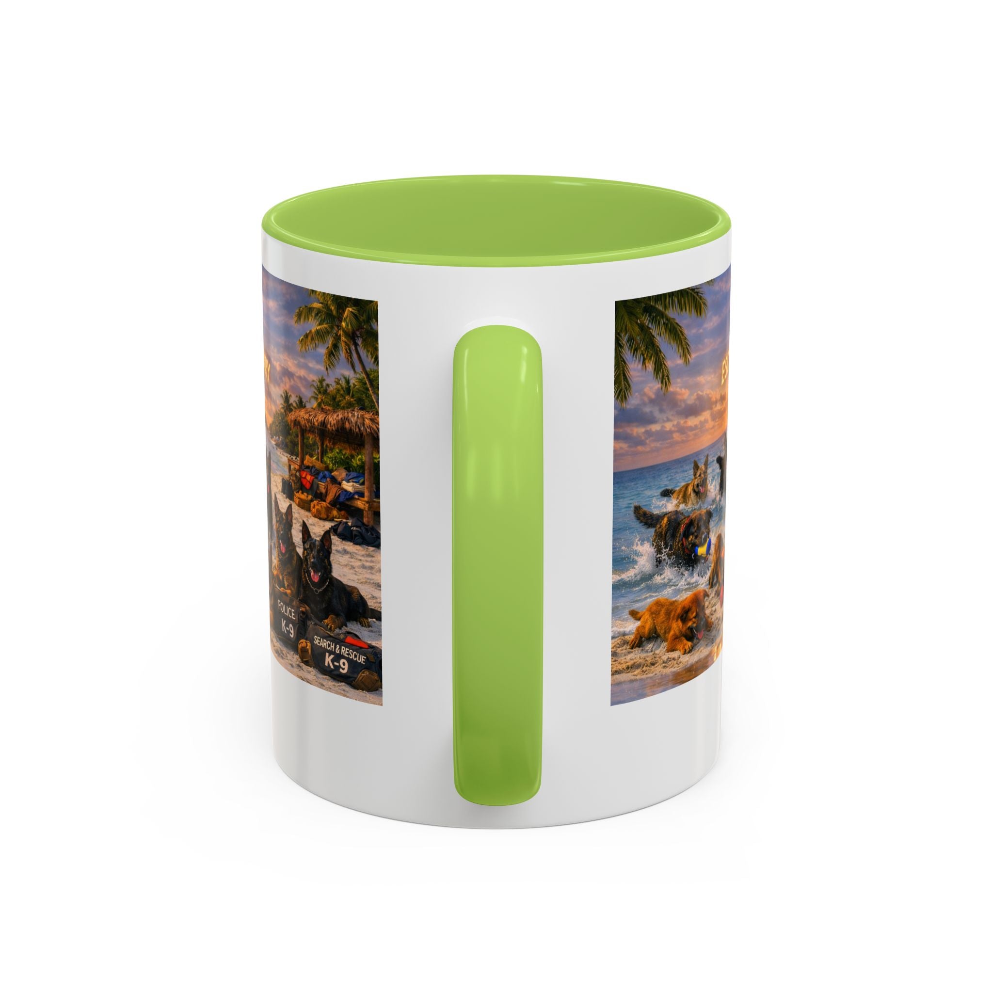 Dutch Shepherd Beach Coffee Mug — "Escape Is Temporary" Accent Mug (11/15oz)