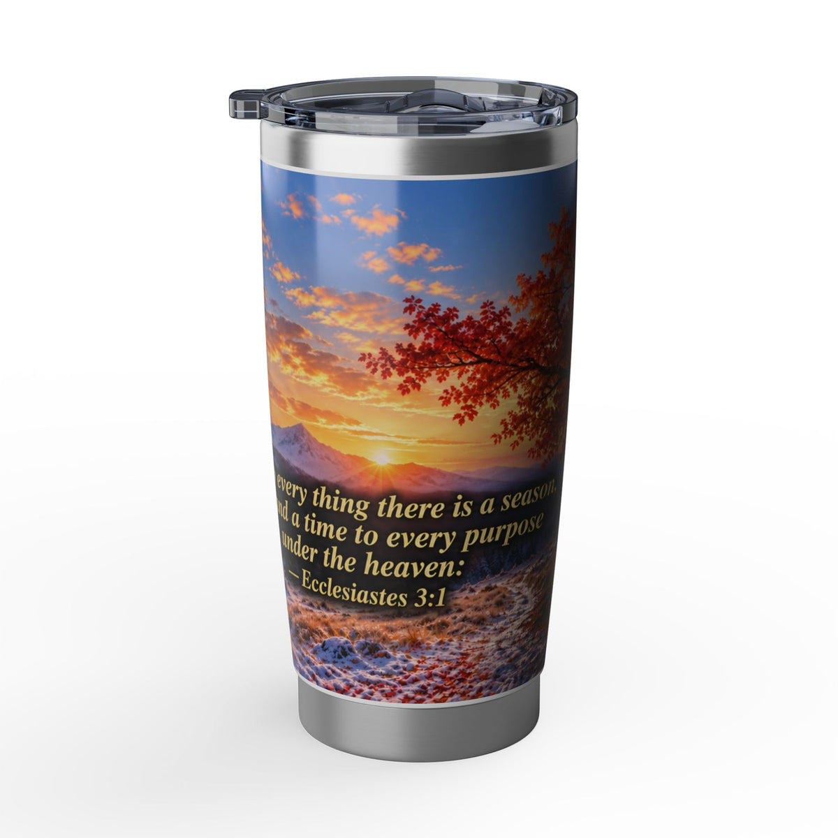 Inspirational  Scripture Autumn Tree 20oz Tumbler — "To every thing there is a season" Travel Mug