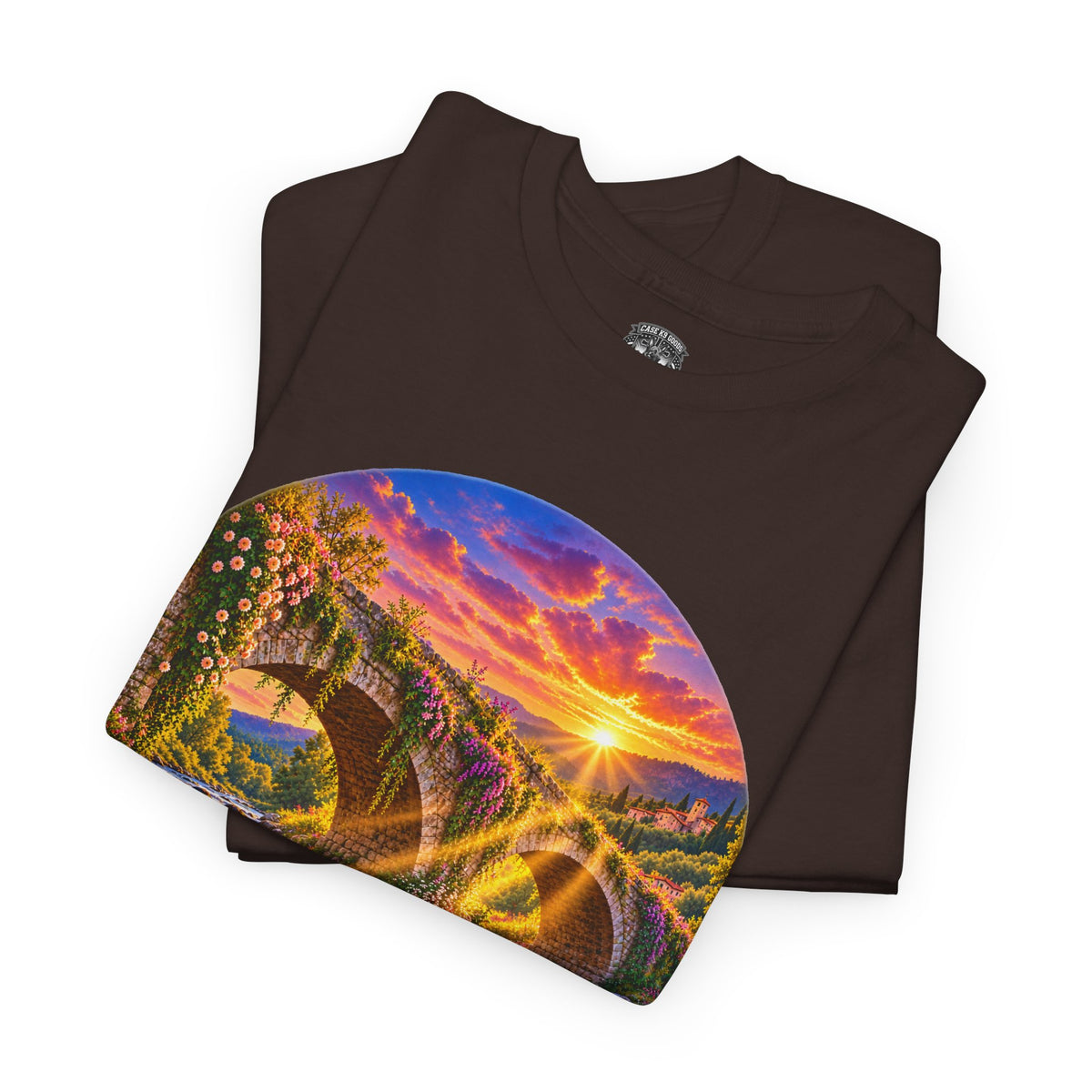 Inspirational Sunset Bridge Scenic T-Shirt — 'Faithful' Roadtrip Nature Tee