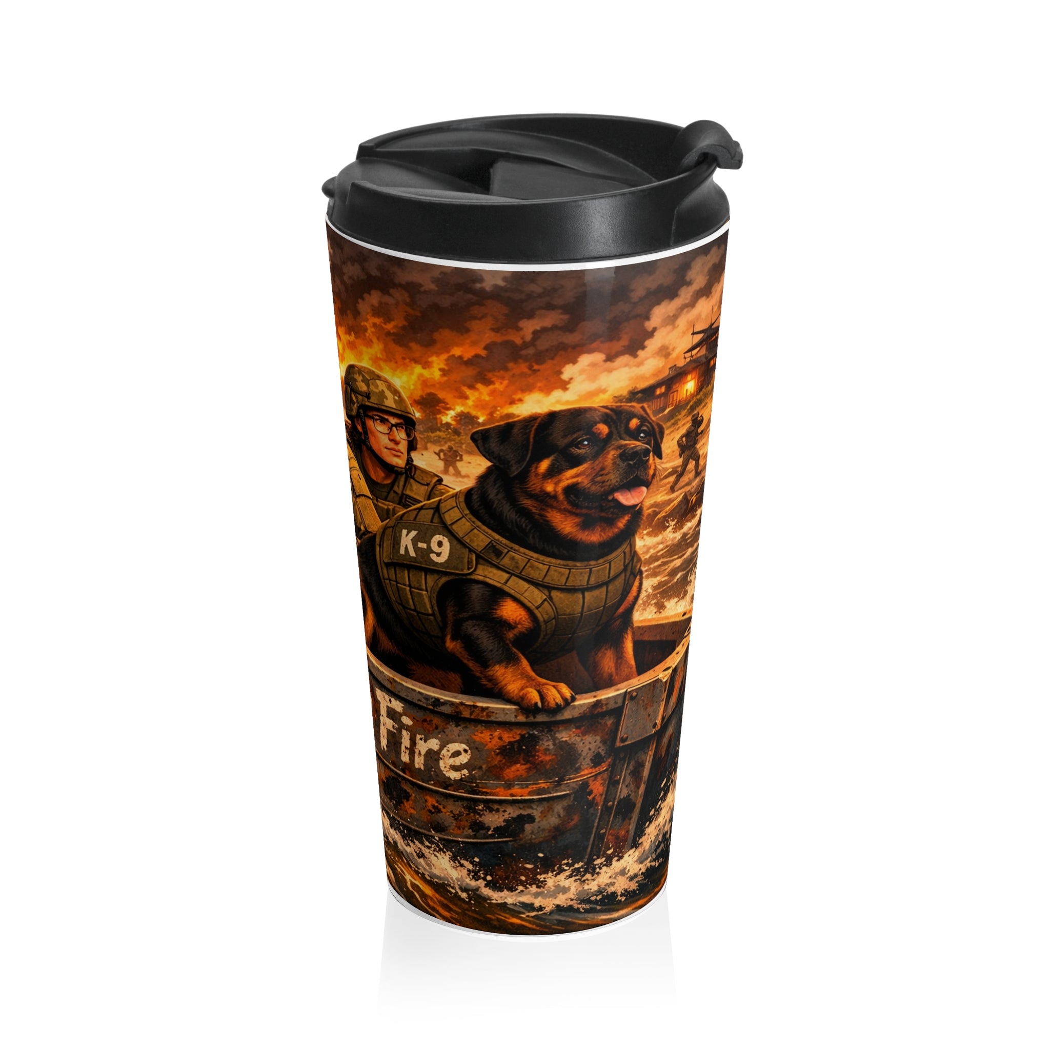 Military Rescue Team Stainless Steel Travel Mug – "Under Fire" Tactical Coffee Tumbler