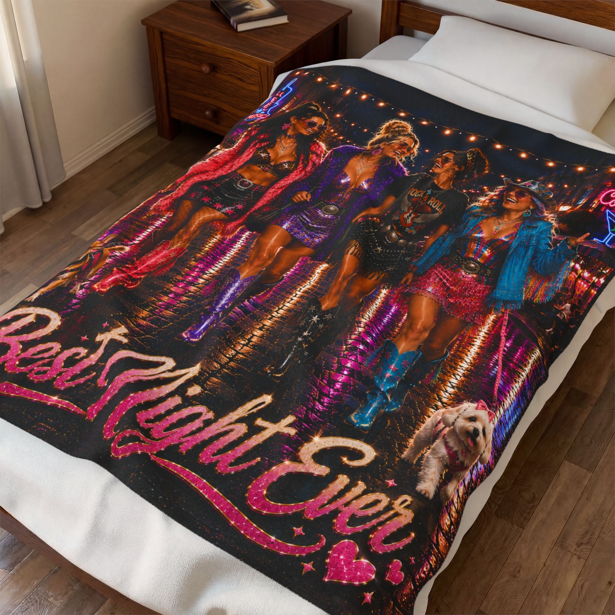 "Best Night Ever" Neon Girls Night Throw-Velveteen Plush Blanket