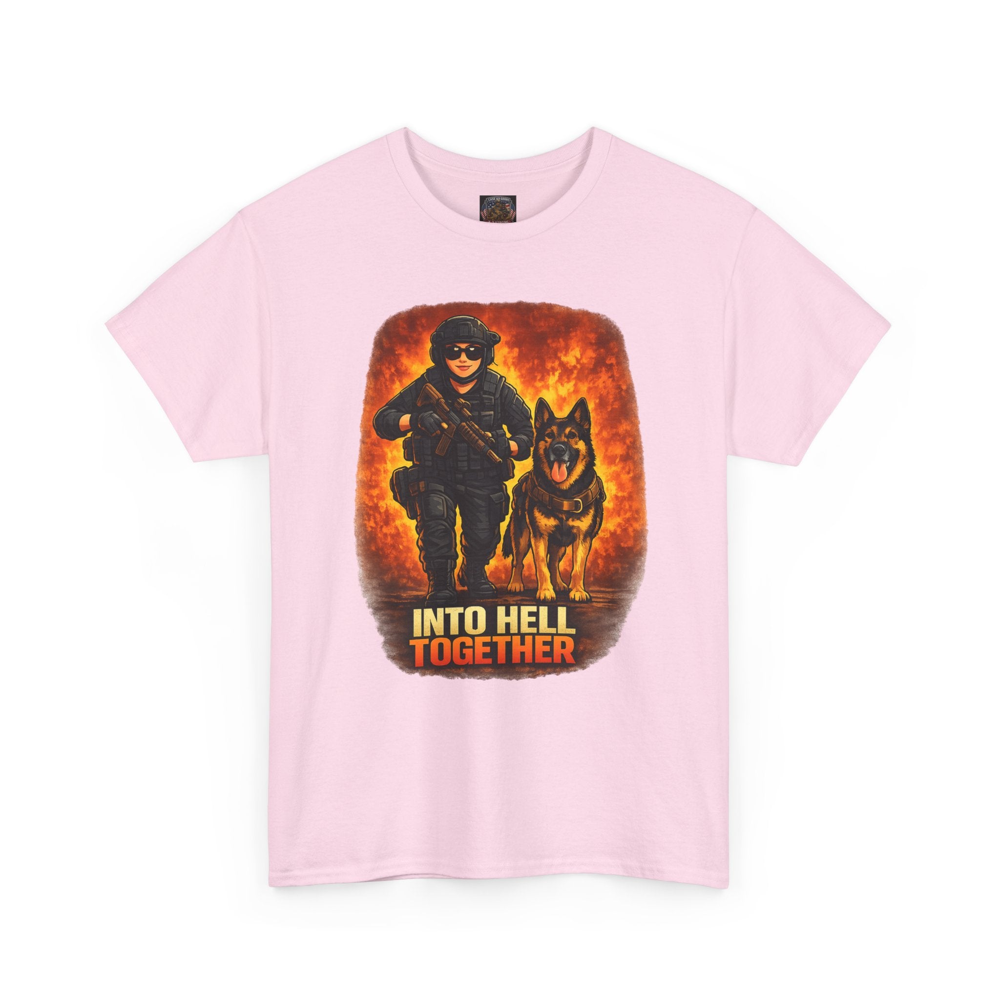 T-Shirt — "Into Hell Together" Firefighter & K9 Rescue Graphic Tee