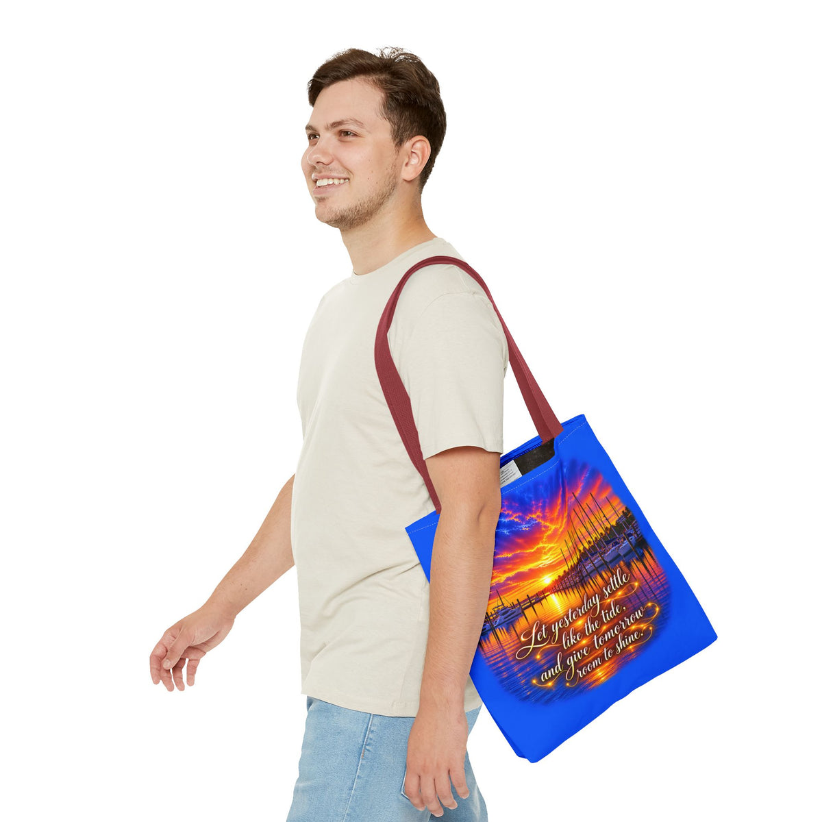 Let Yesterday Settle Inspirational Sunset Marina Tote Bag