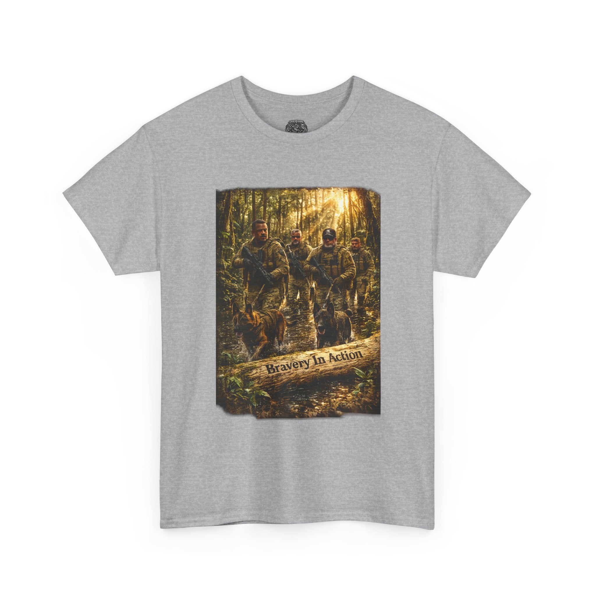 Hunting  K-9 Military Crew Tee — " Service In Action" Forest Camouflage Graphic
