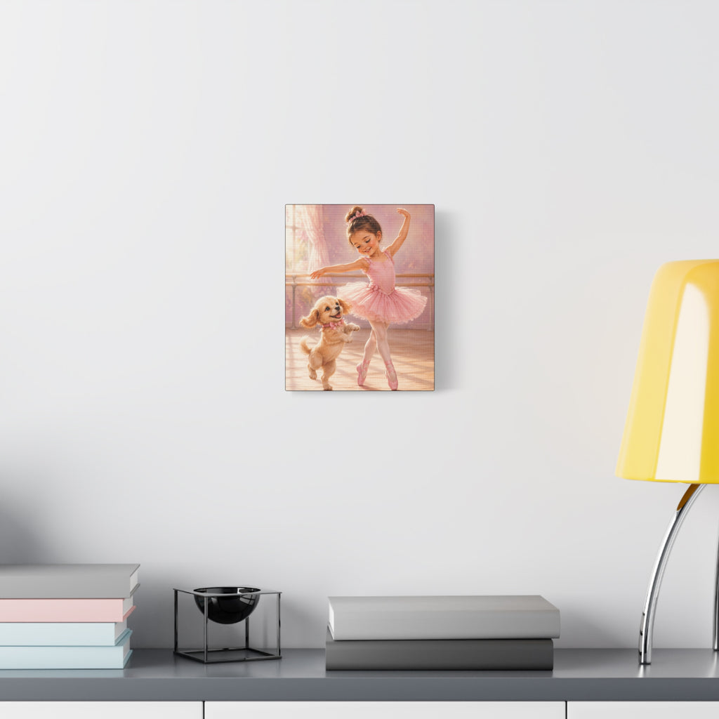 Ballerina Puppy Canvas Wall Art — Matte Stretched 1.25"