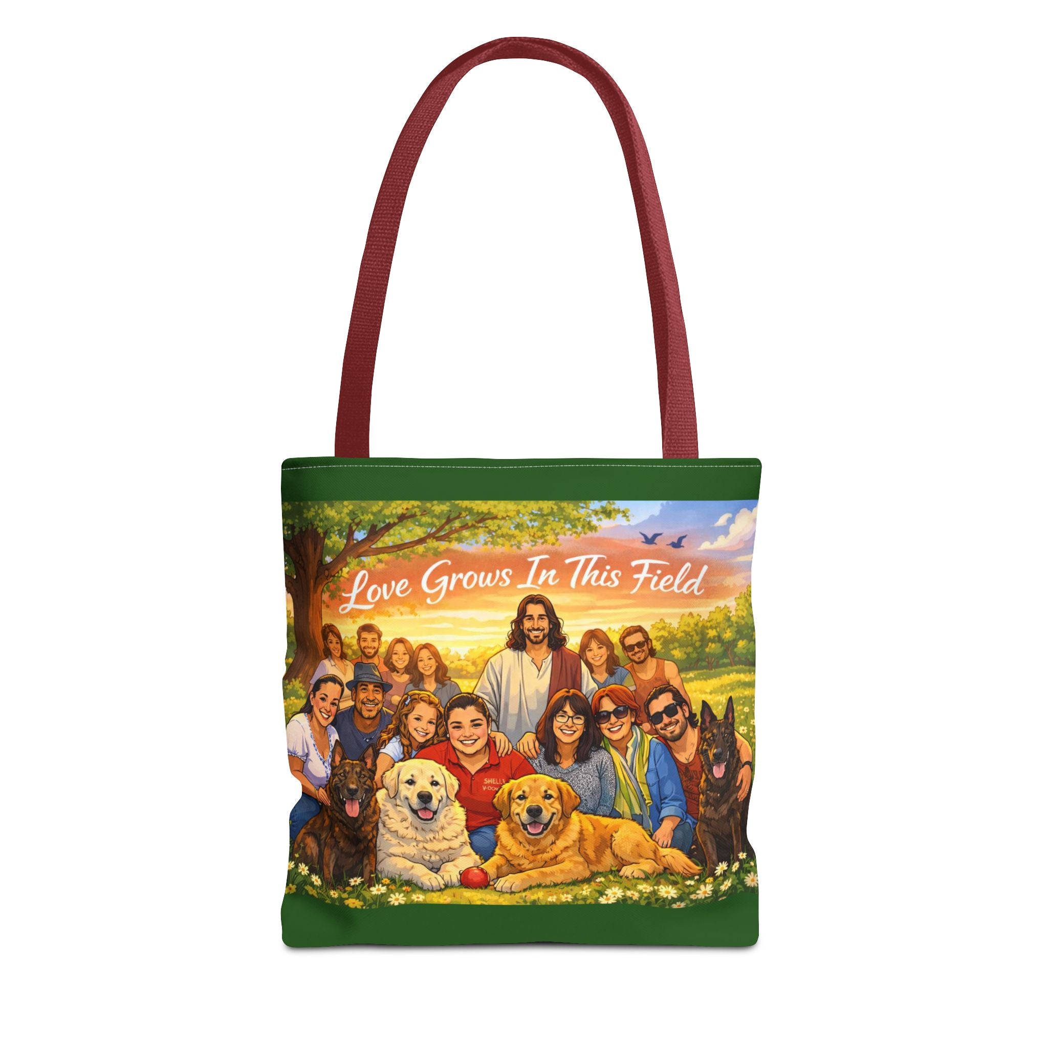 Love Grows In This Field Tote Bag — Jesus & Dogs Inspirational Art Tote