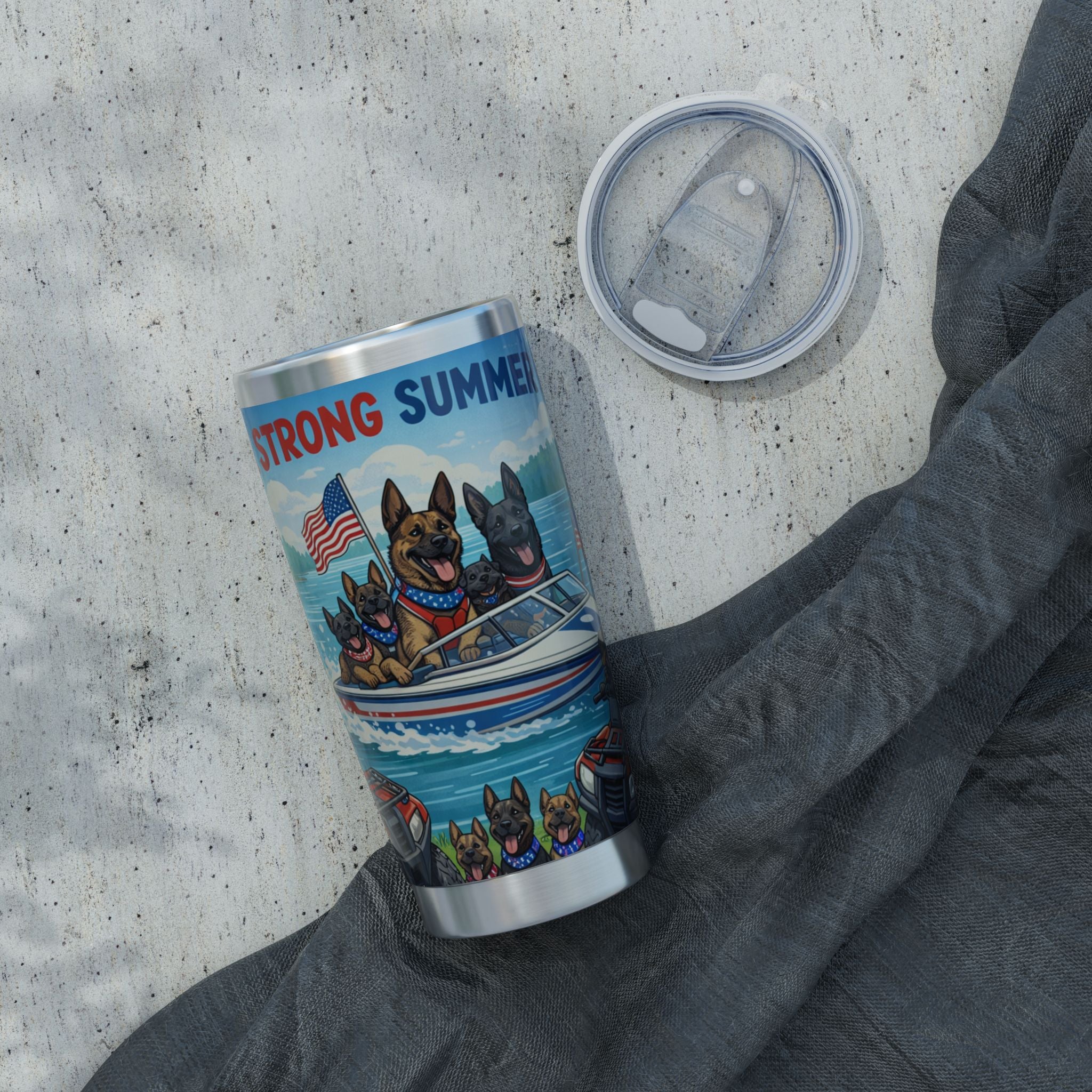 Patriotic German Shepherds 20oz Tumbler – Strong Summer Boat Crew