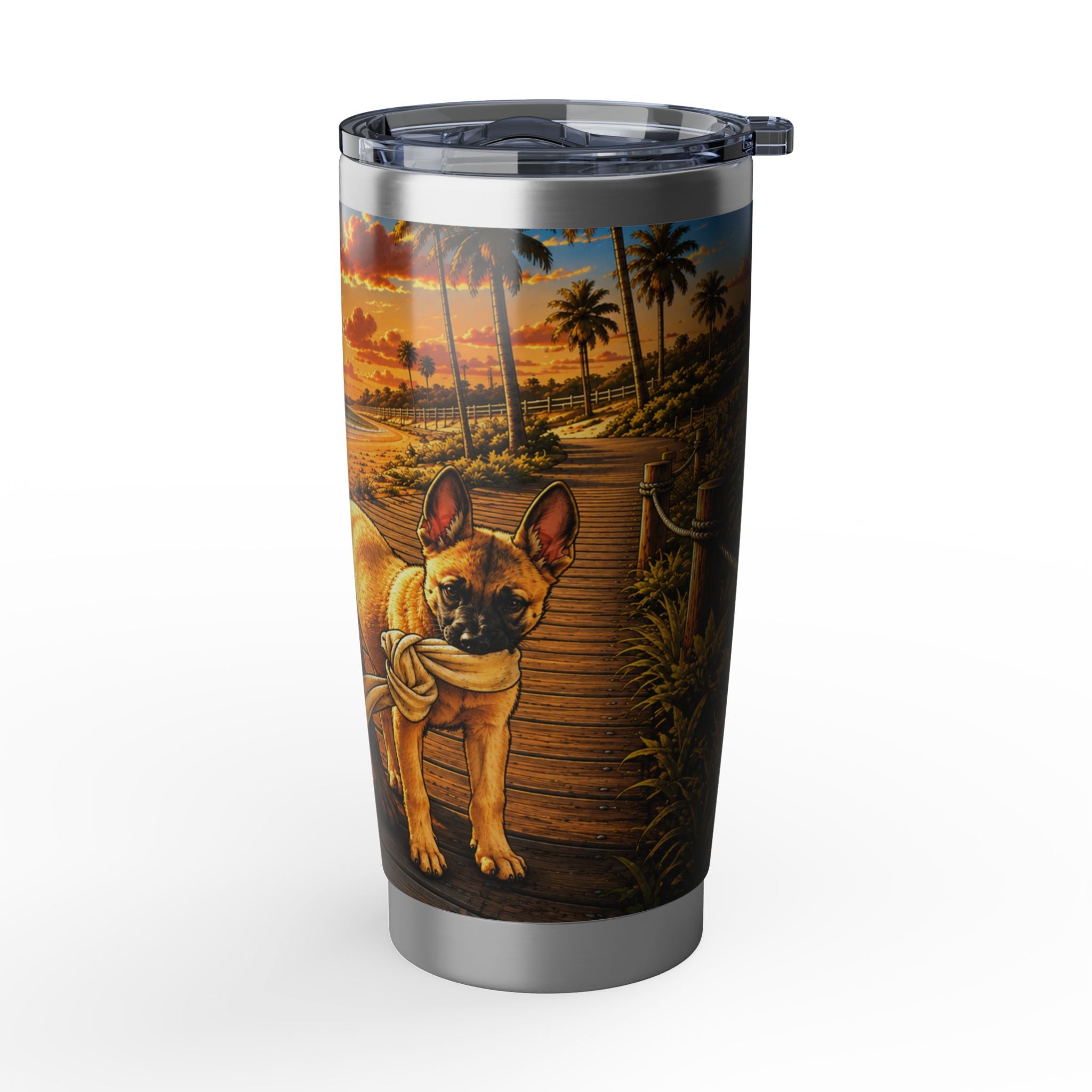 Vagabond 20oz Tumbler — Sunset Puppy Beach Voyage Insulated Travel Mug