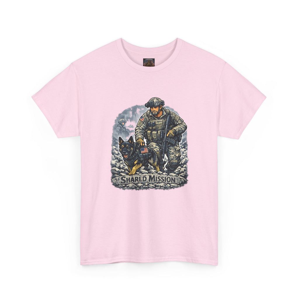 Military K9 T‑Shirt – 'Shared Mission' Soldier & German Shepherd Tribute Tee