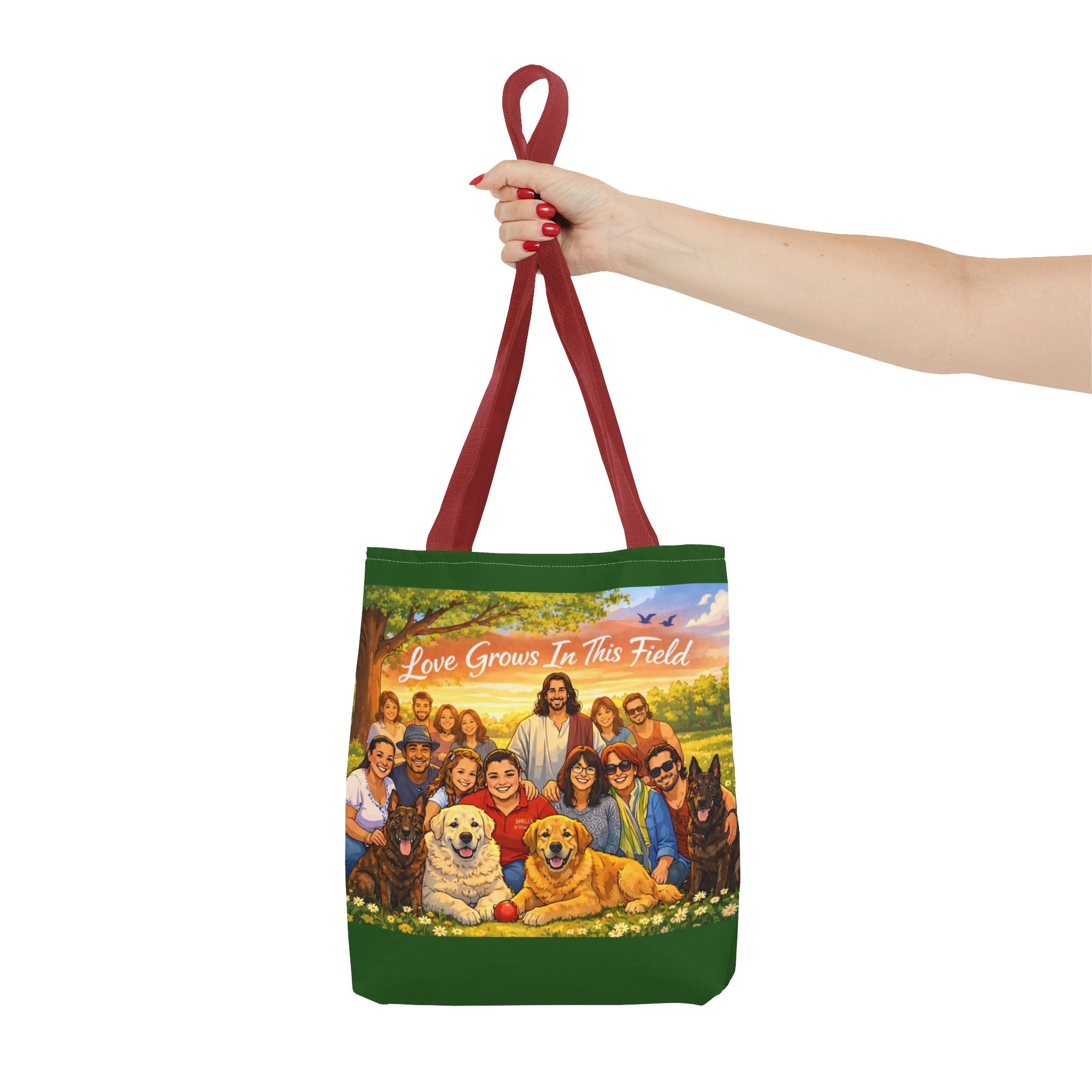 Love Grows In This Field Tote Bag — Jesus & Dogs Inspirational Art Tote