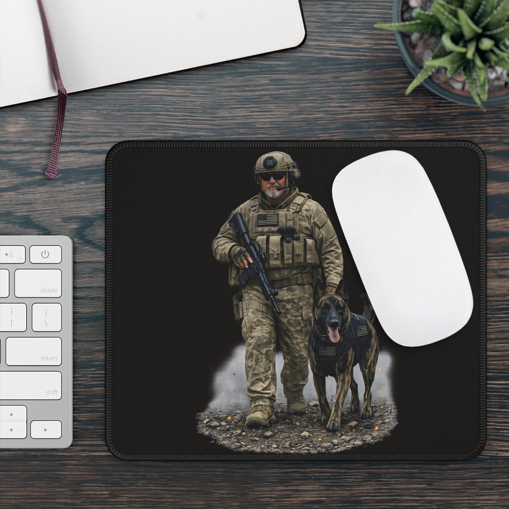 Tactical Soldier & K9 Gaming Mouse Pad - Military Veteran Gift