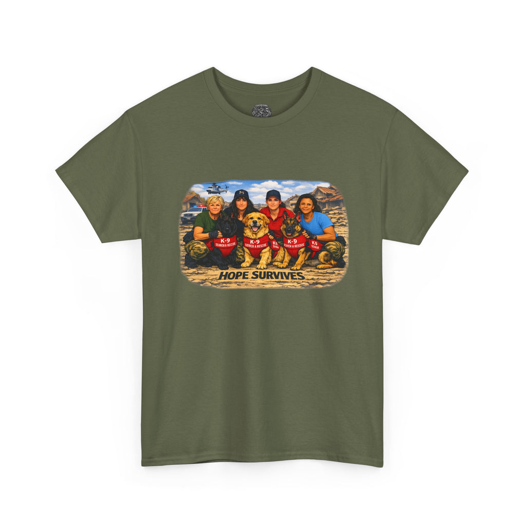 T‑Shirt — "Hope Survives" Family K-9 Rescue Scene Graphic Tee