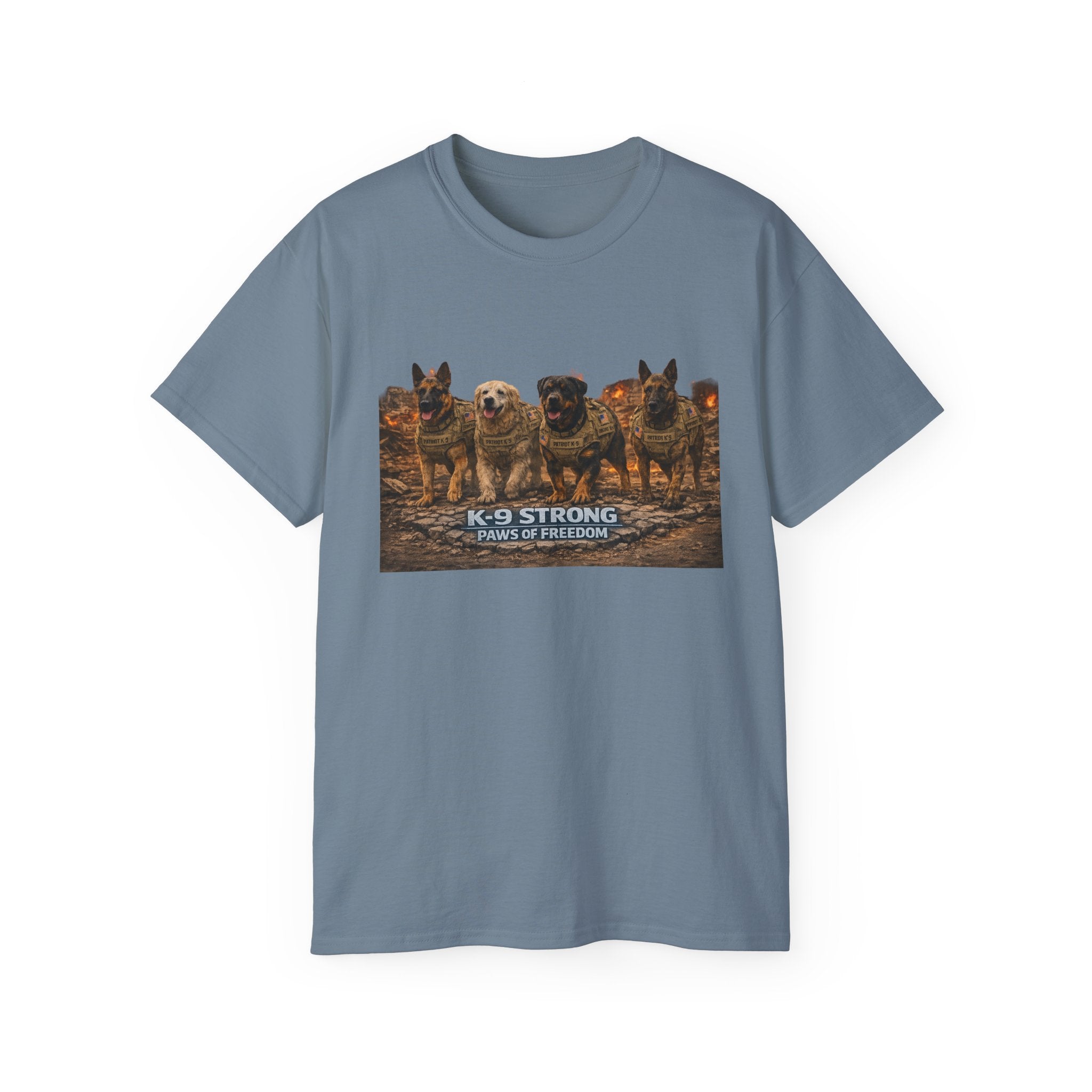 K-9 Strong Working Dog Tee – 'Paws of Freedom' Military & K9 Handler T-Shirt