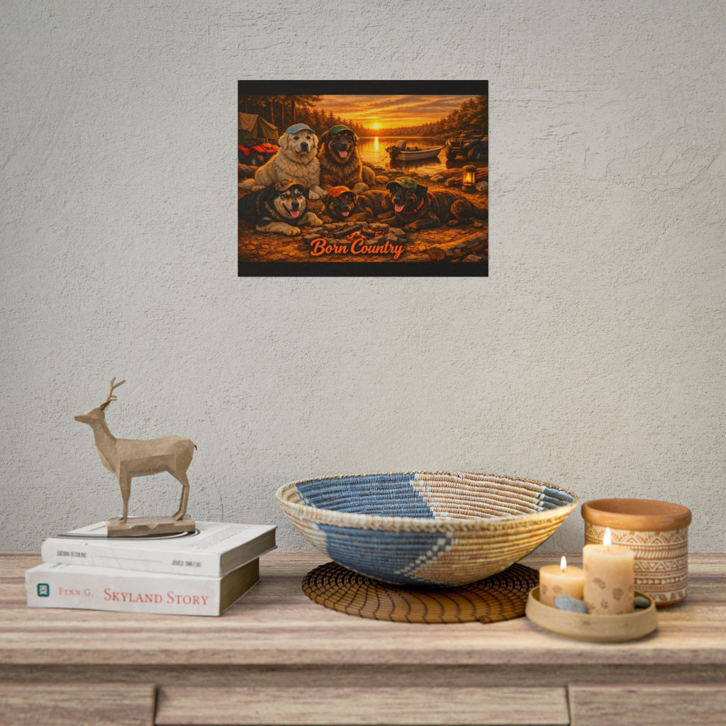Born Country Camping Dogs Poster — Rolled Wall Art for Outdoorsy Dog Lovers