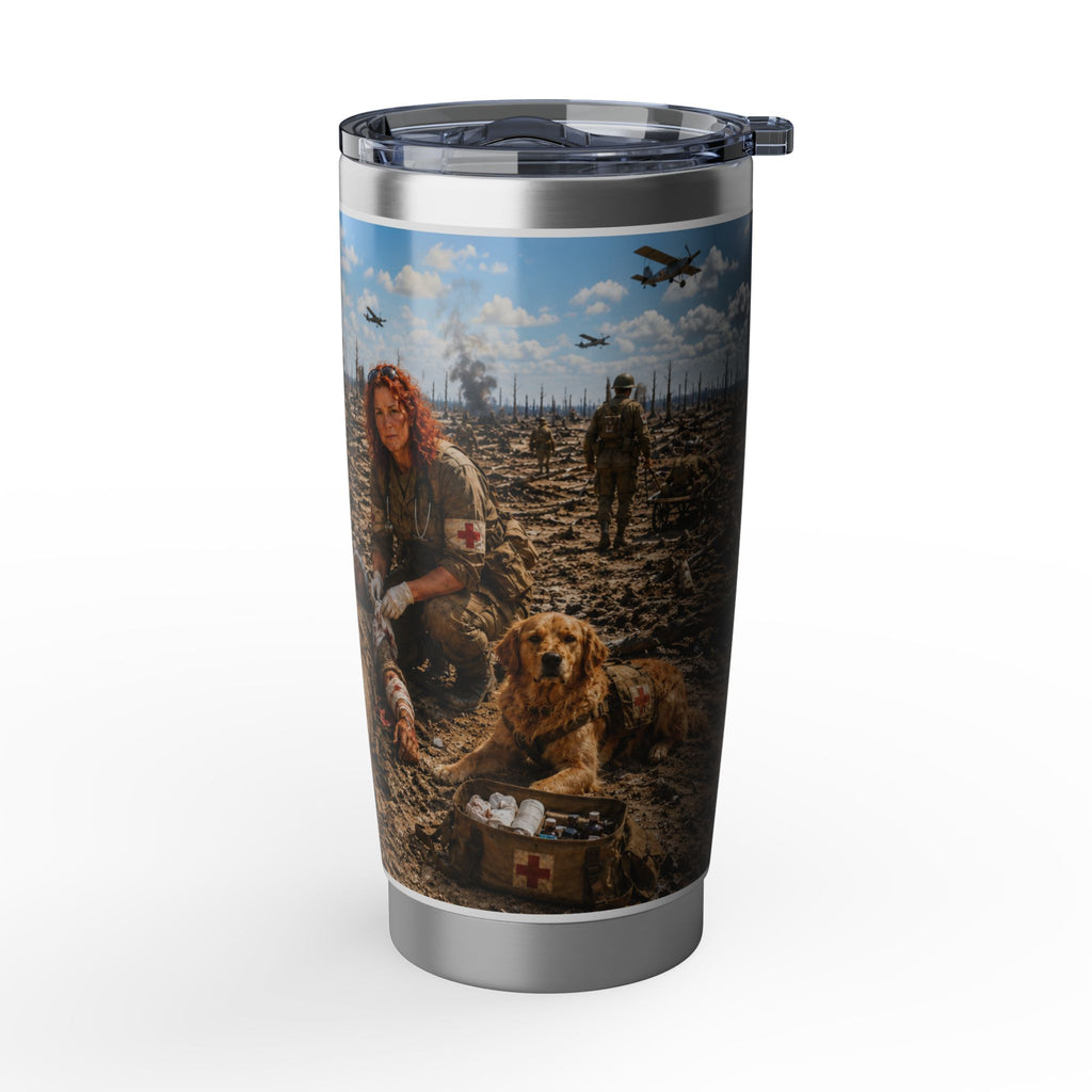 20oz Tumbler — WWII Battlefield Medics K-9 Team Photo Travel Mug