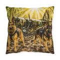 K-9 German Shepherds in Forest Sunlight Outdoor Pillow — K9 Dog Plane Rescue  Decor