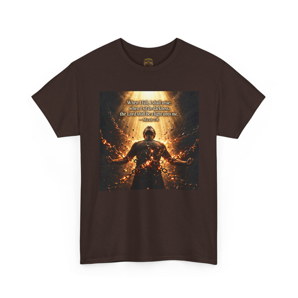 The Light of God Saves Graphic Tee — "Wound Me, Defeat Me, I'll Rise Stronger" Inspirational Shirt