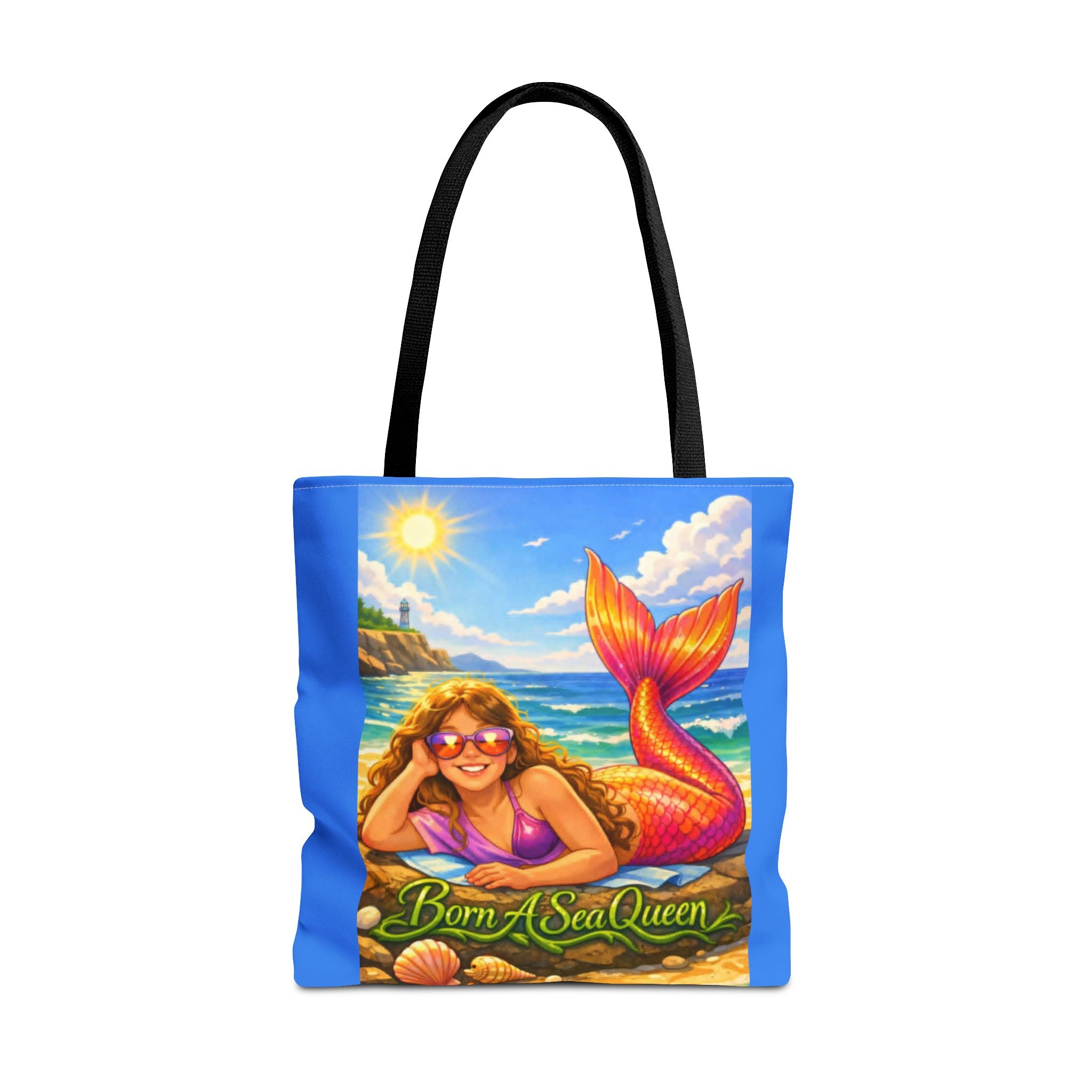 Mermaid Tote Bag — "Born A Sea Queen" Beach Tote