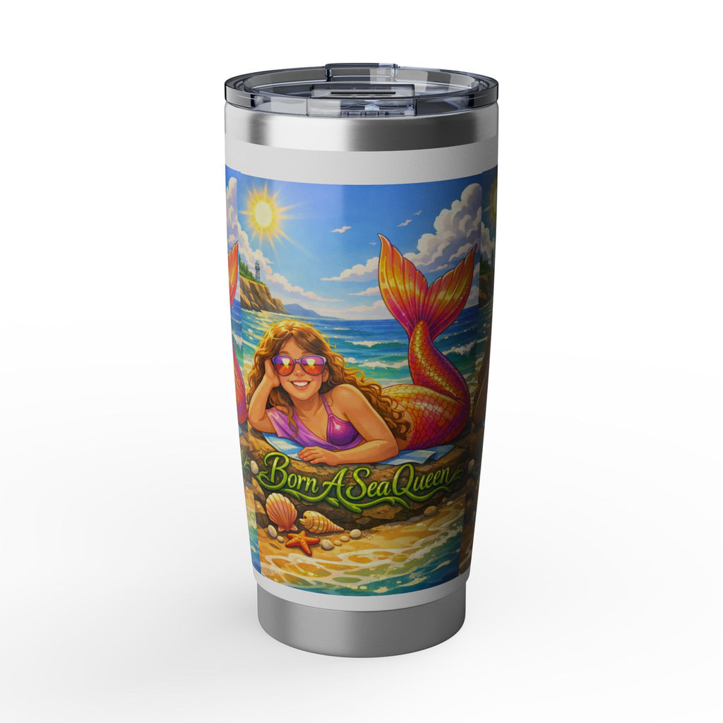 Mermaid Tumbler — "Born A Sea Queen" 20oz Insulated Travel Cup