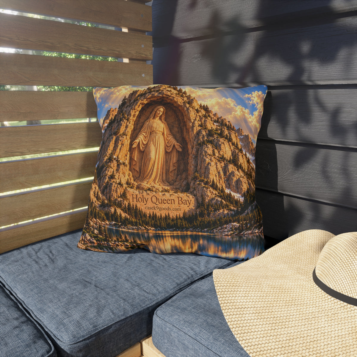 Holy Queen Bay Virgin Mary Religious Outdoor Pillow