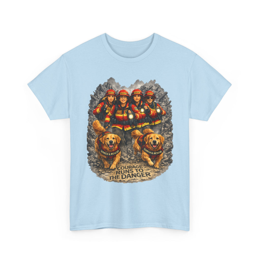 Firefighter Rescue Crew T‑Shirt — Courage Runs to the Danger Graphic Tee