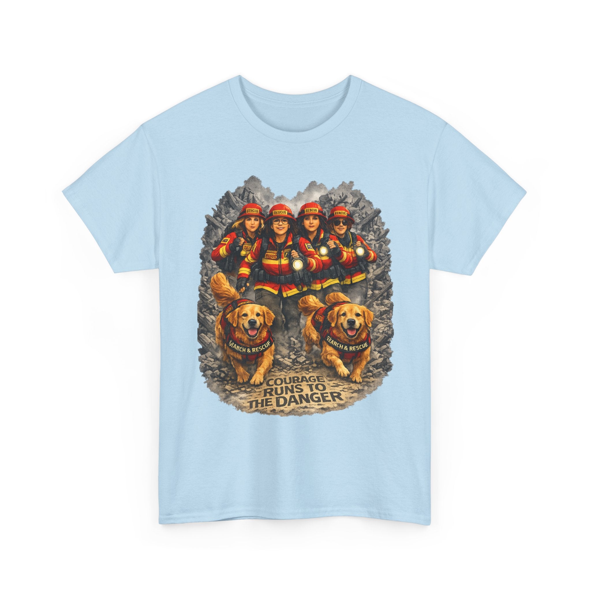 Firefighter Rescue Crew T‑Shirt — Courage Runs to the Danger Graphic Tee
