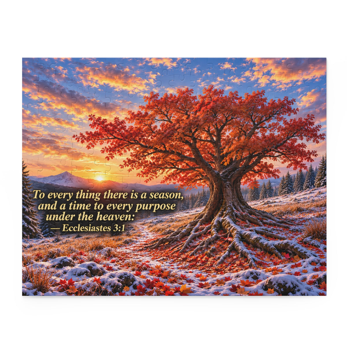 Inspirational Autumn Tree Puzzle — Ecclesiastes 3:1 Scripture Jigsaw (120/252/500 pcs)
