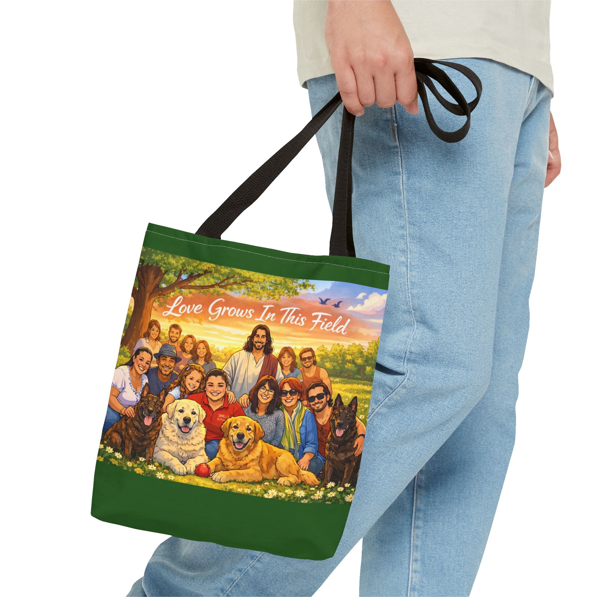Love Grows In This Field Tote Bag — Jesus & Dogs Inspirational Art Tote