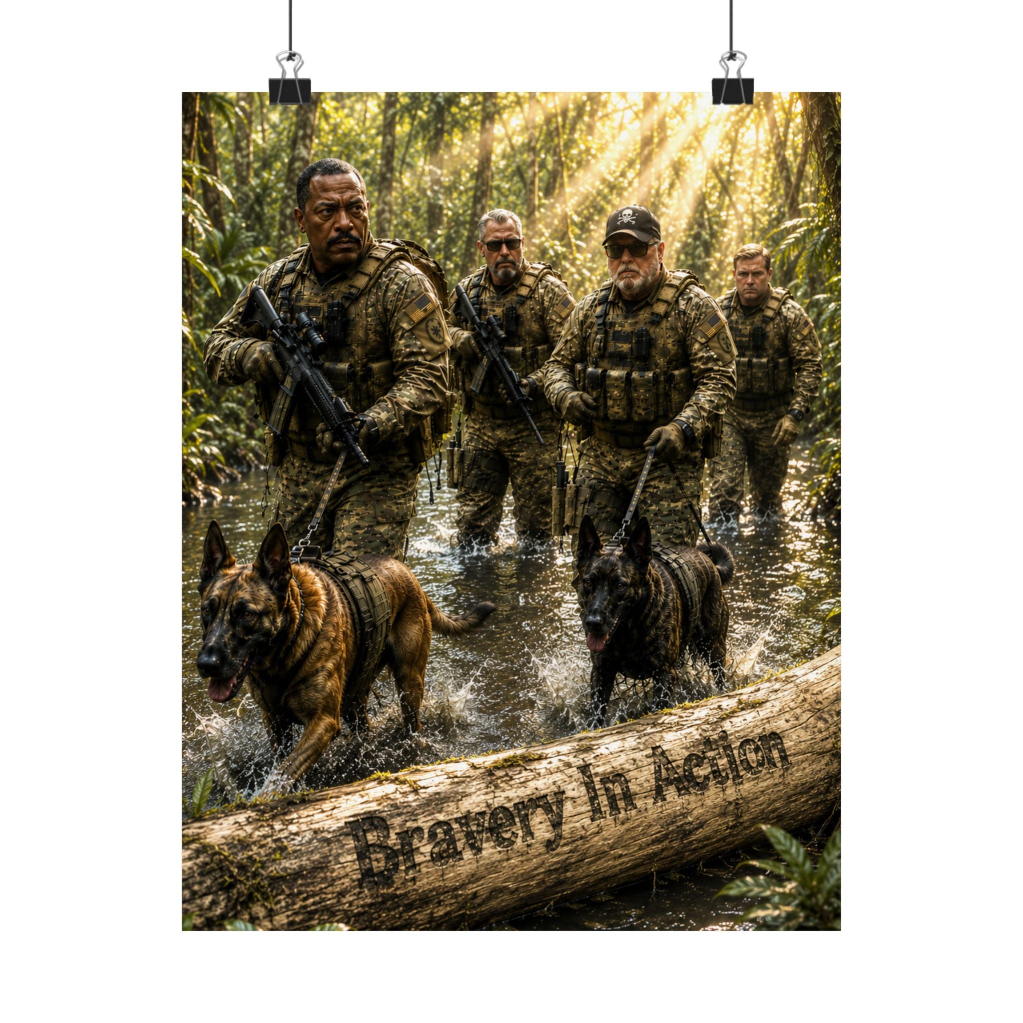 Military K9 Team Satin Poster – "Bravery In Action" Wall Art (210gsm)